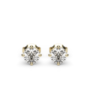 Yellow Gold Round Shape Diamond Solitaire Stud Earrings With Prong Setting